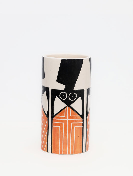 Medium Black-Orange Vase