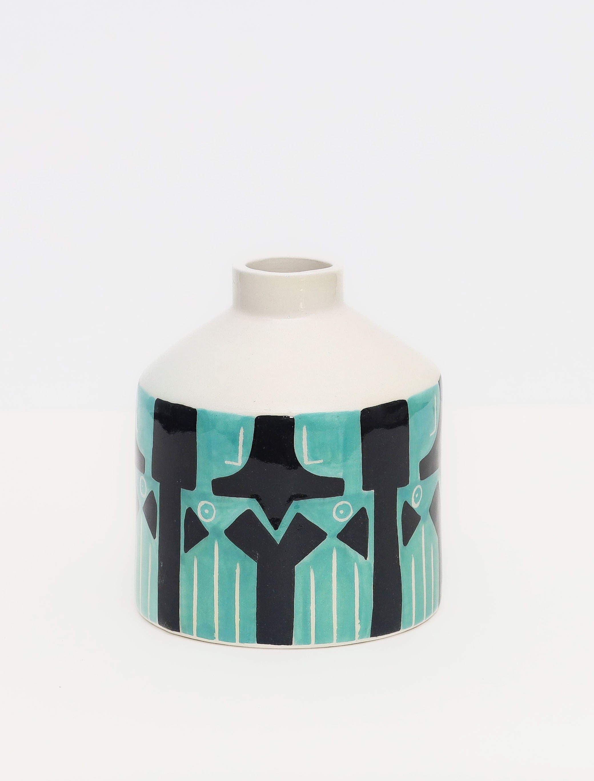 “Tell Me” | Vase in Black and Turquoise