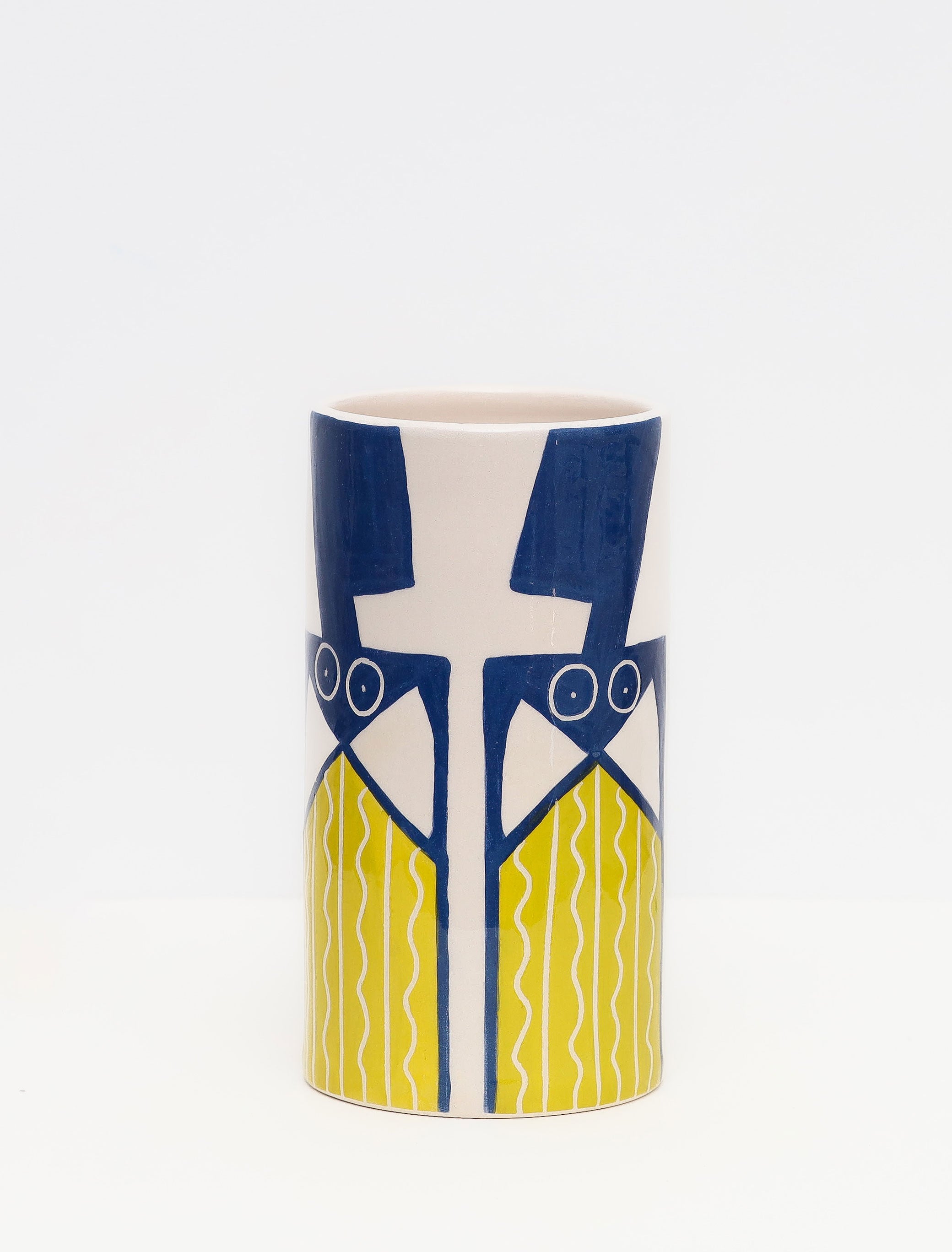 Medium Vase  Blue & Olive